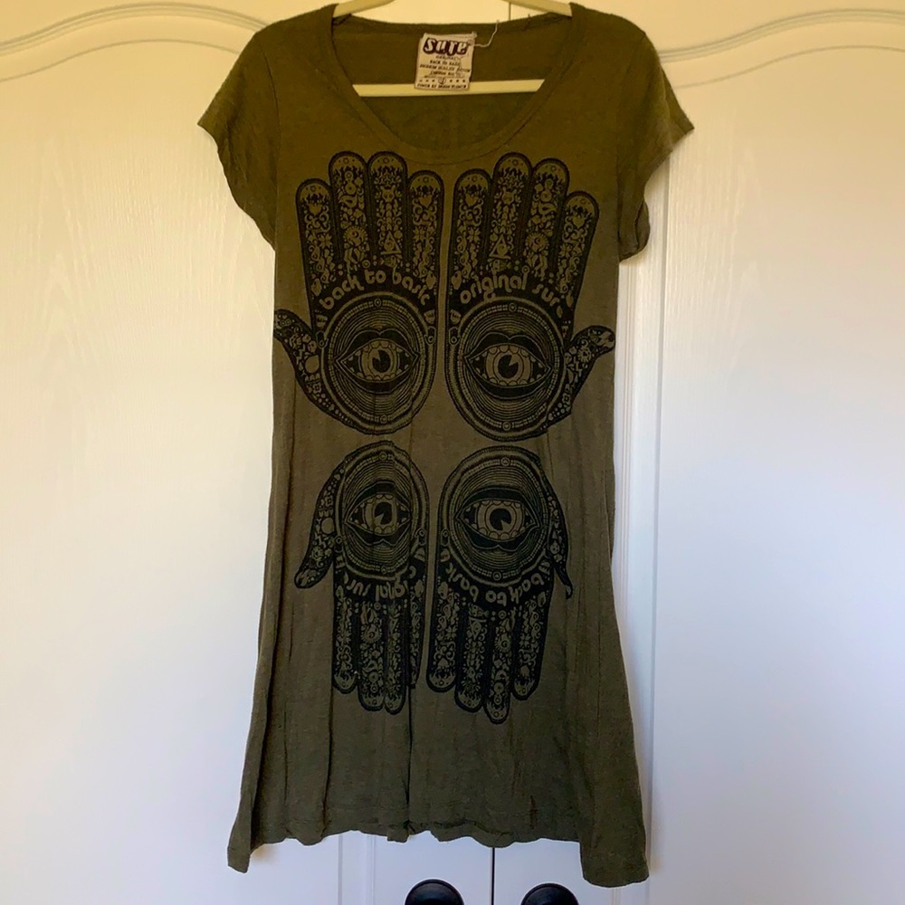 Original sure tunics hamsa boho tunic dress 100% cotton size large